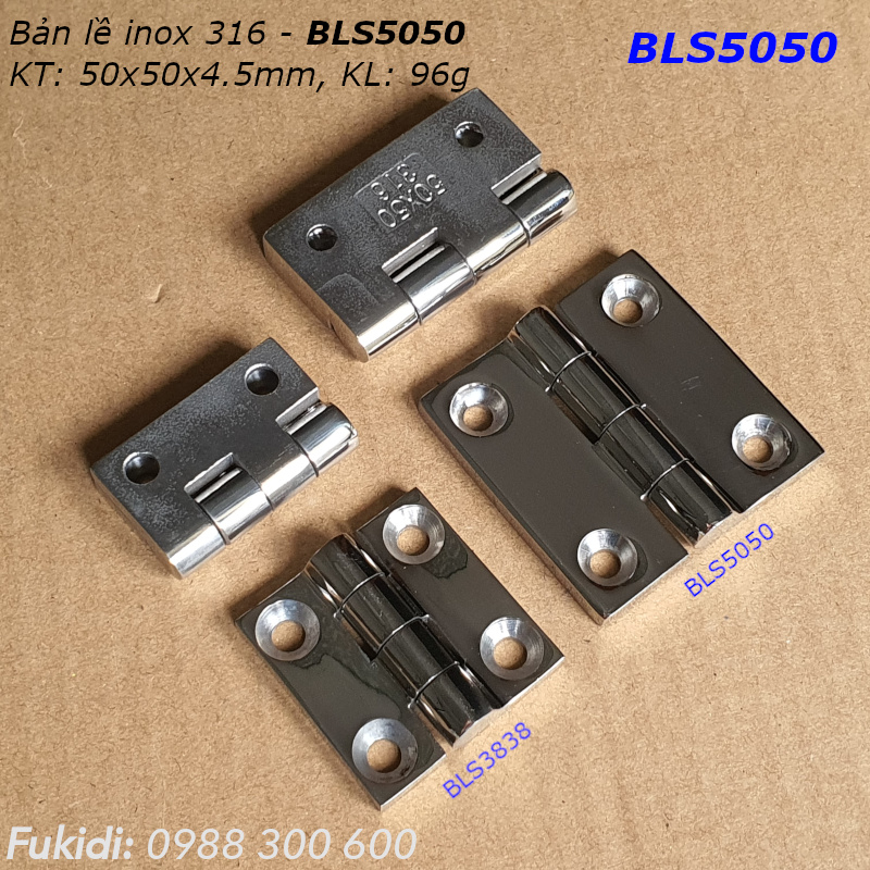 Bản lề tủ điện inox 316 KT: 50x50, dày 4.5mm - BLS5050