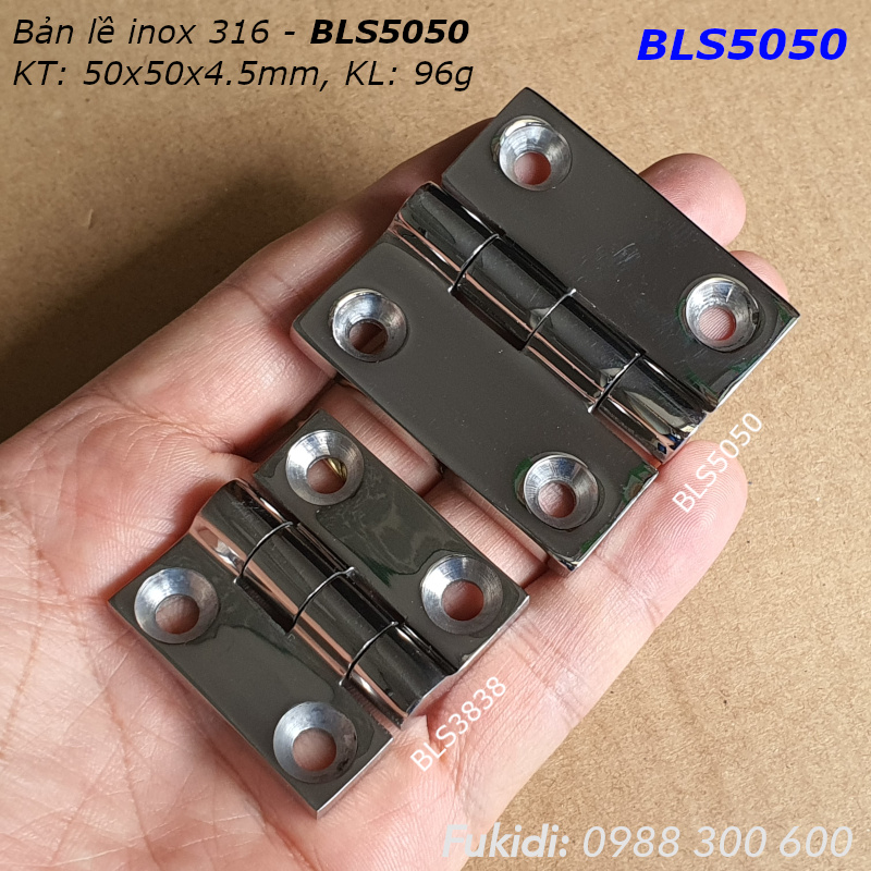 Bản lề tủ điện inox 316 KT: 50x50, dày 4.5mm - BLS5050