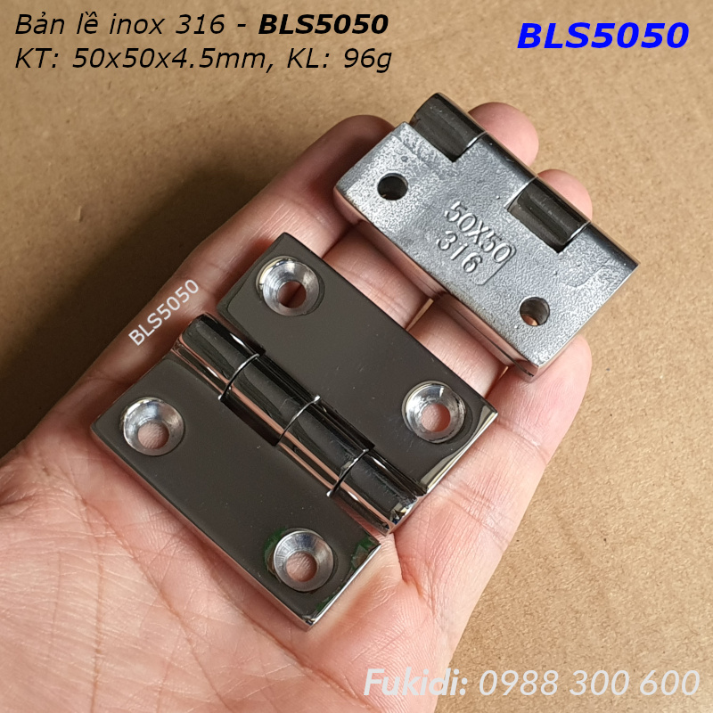 Bản lề tủ điện inox 316 KT: 50x50, dày 4.5mm - BLS5050