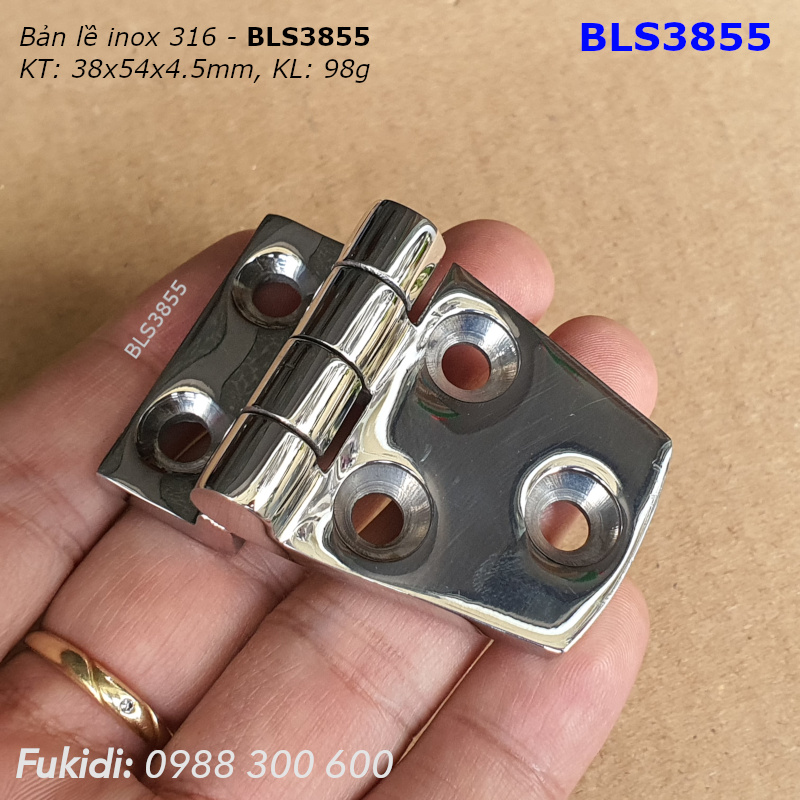 Bản lề tủ điện inox 316 KT 38x54, dày 4.5mm - BLS3855
