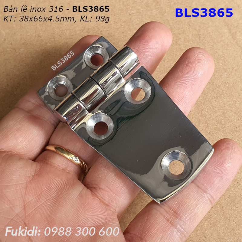 Bản lề tủ điện inox 316 KT 38x66, dày 4.5mm - BLS3865