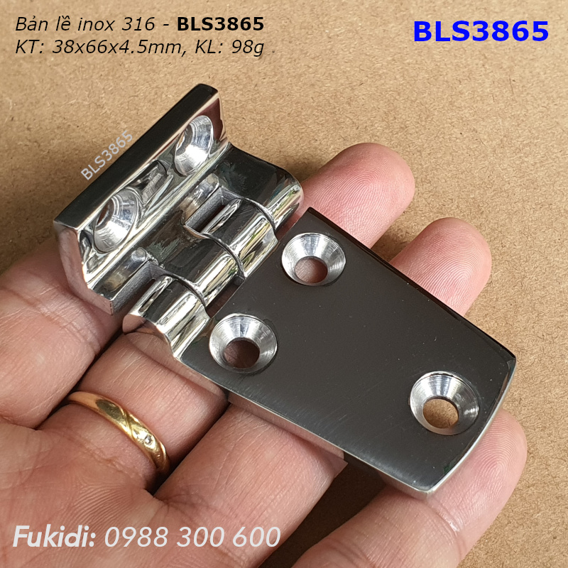 Bản lề tủ điện inox 316 KT 38x66, dày 4.5mm - BLS3865