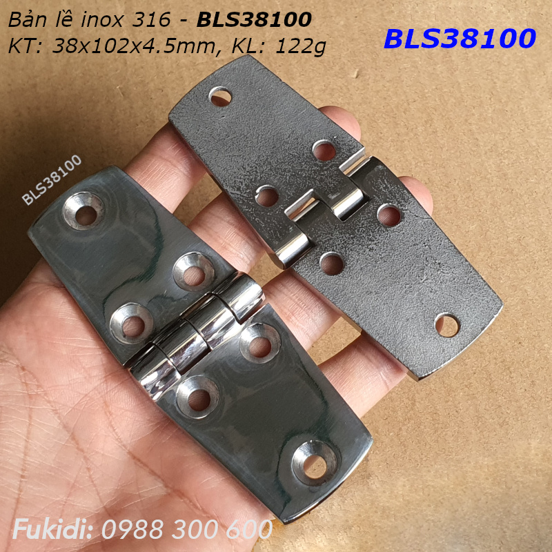 Bản lề tủ điện inox 316 KT 38x102, dày 4.5mm - BLS38100