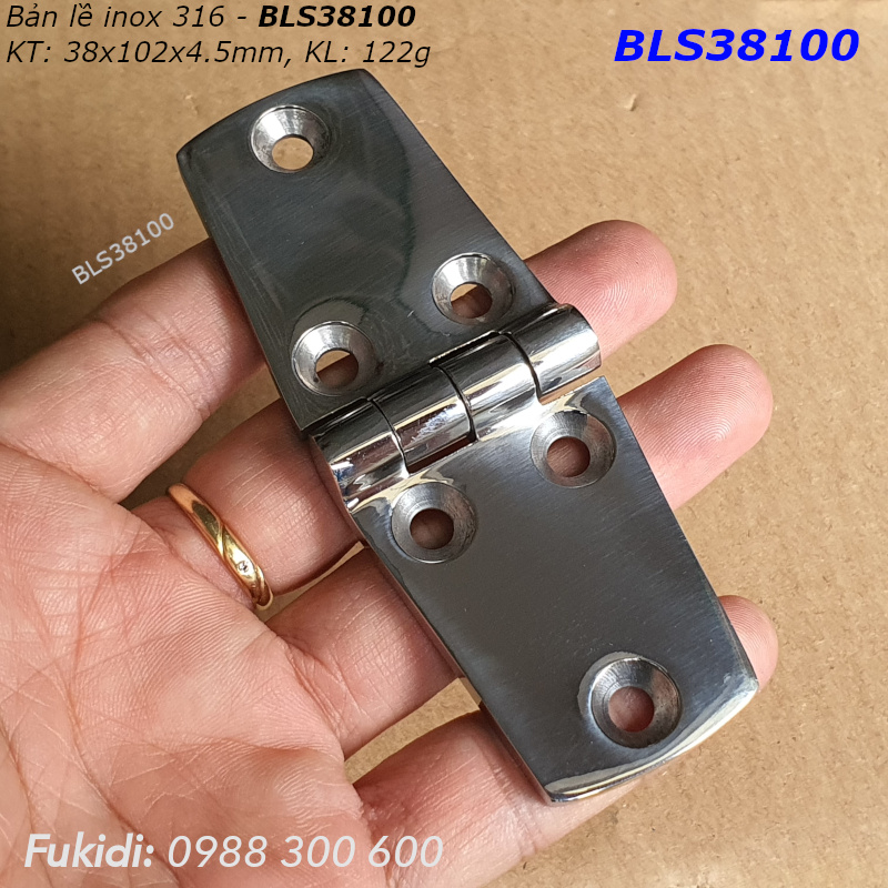 Bản lề tủ điện inox 316 KT 38x102, dày 4.5mm - BLS38100