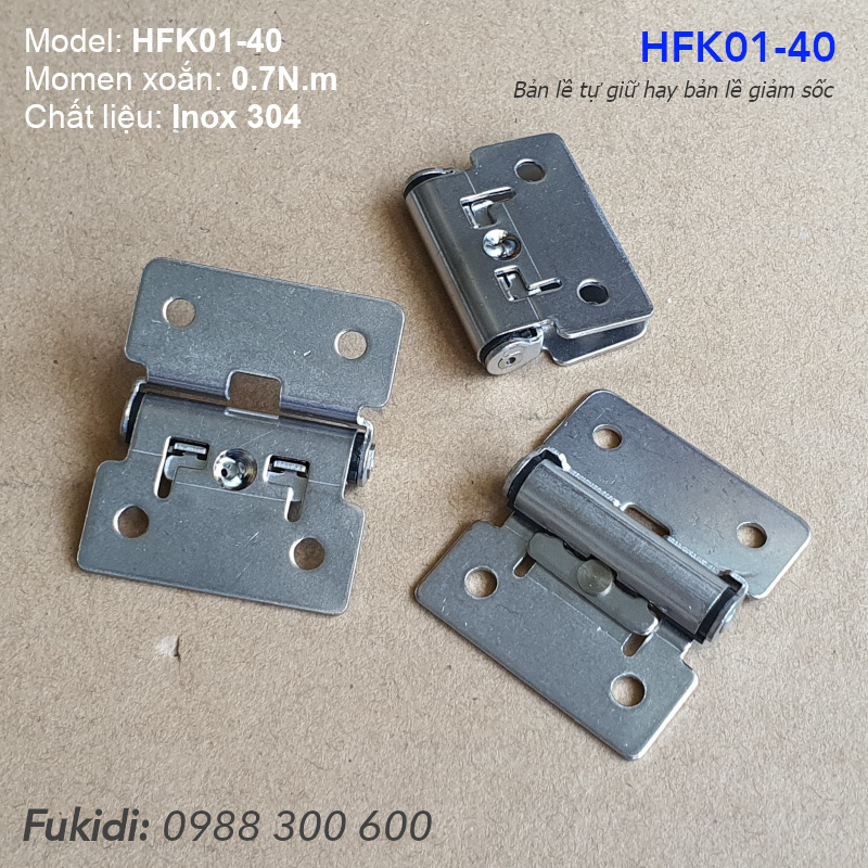 Bản lề tự giữ, bản lề giảm xóc SU-304, KT 48x40, momen xoắn 0.7N.m - HFK01-40