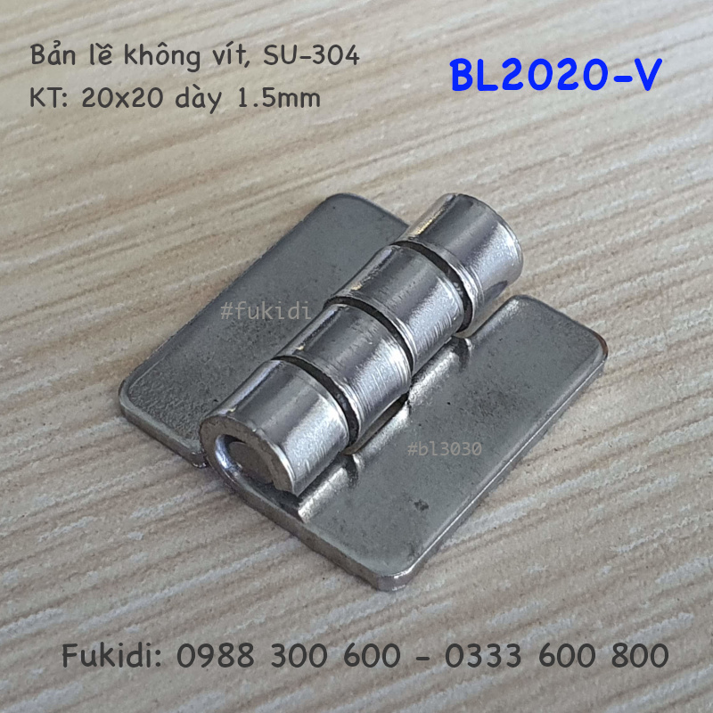 Bản lề tủ điện không vít inox 304 KT 20x20 dày 1.5mm - BL2020-V
