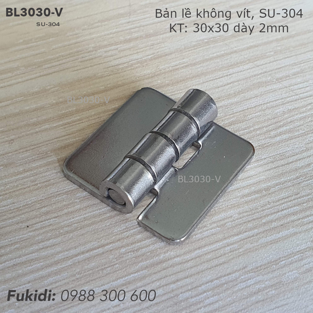 Bản lề tủ điện không vít inox 304 KT 30x30 dày 2mm - BL3030-V