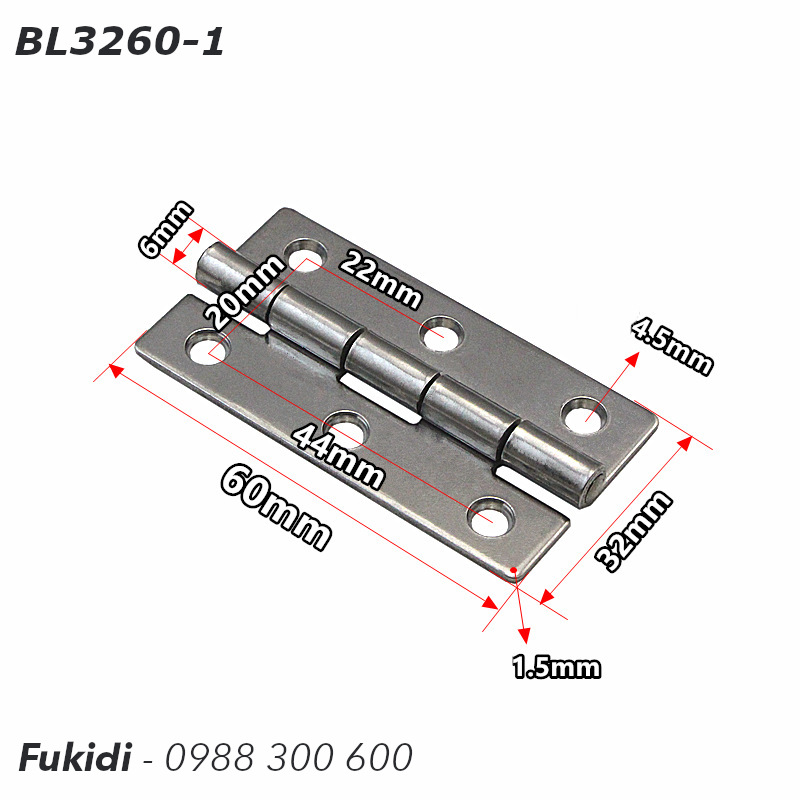 Bản lề tủ điện inox 304, KT 32x60, dày 1.5mm - BL3260-1