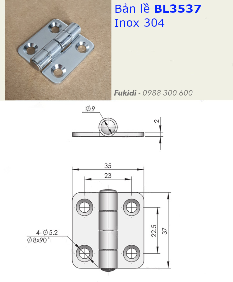 Bản vẽ chi tiết kích thước bản lề CL253-1
