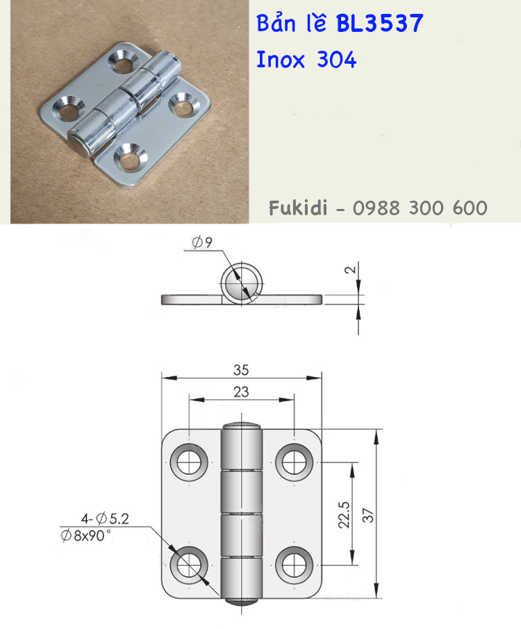 Bản vẽ chi tiết kích thước bản lề CL253-1