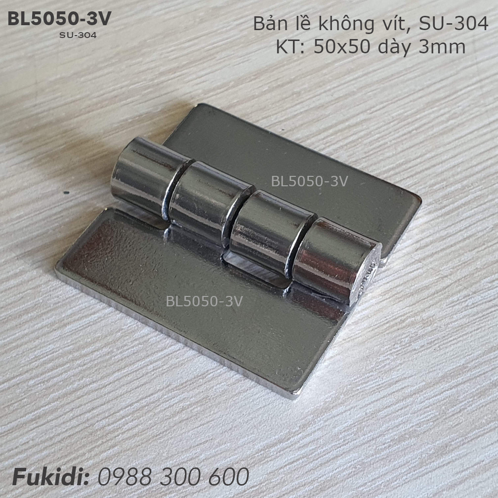 Bản lề SU304, loại không vít KT 50x50 dày 3mm - BL5050-3V