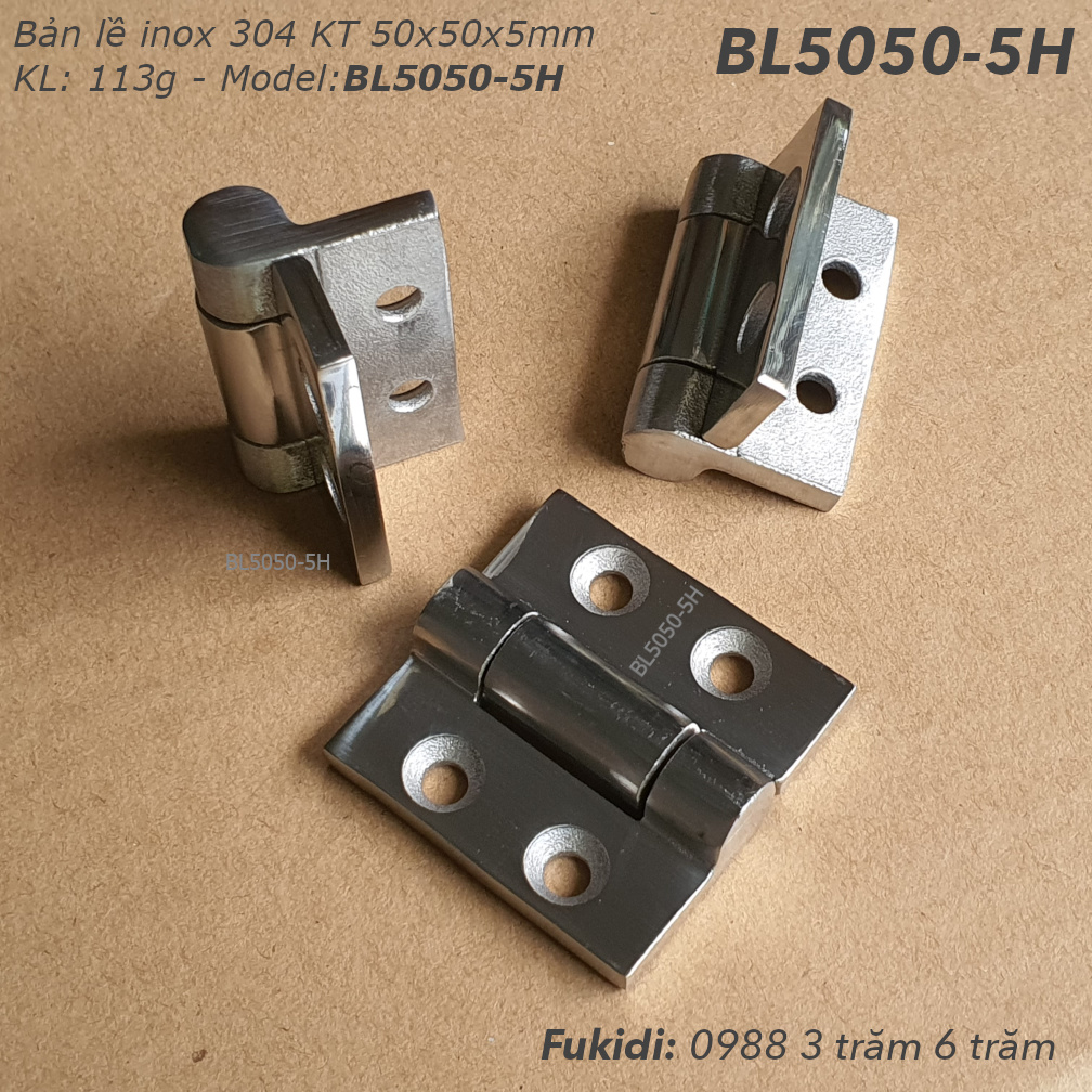 Bản lề tủ điện inox 304, KT 50x50x5mm - BL5050-5H