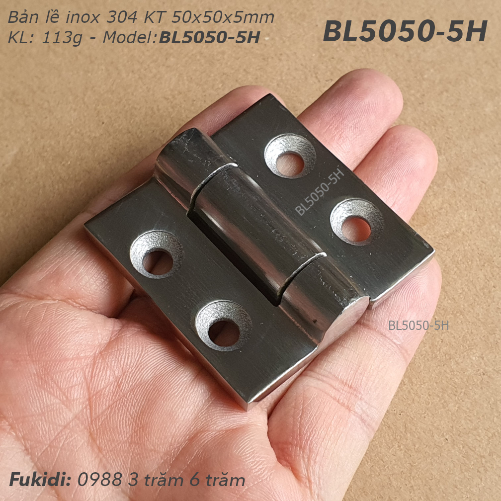 Bản lề tủ điện inox 304, KT 50x50x5mm - BL5050-5H