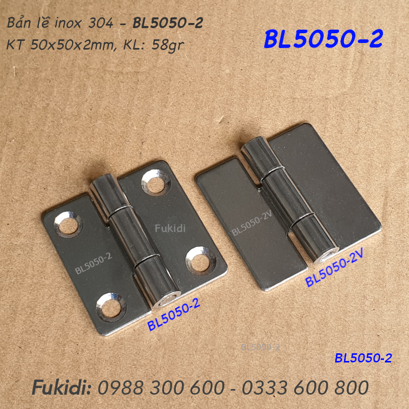 Bản lề tủ điện inox 304, KT 50x50x2mm - BL5050-2