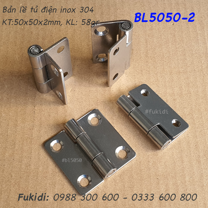 Bản lề tủ điện inox 304, KT 50x50x2mm - BL5050-2