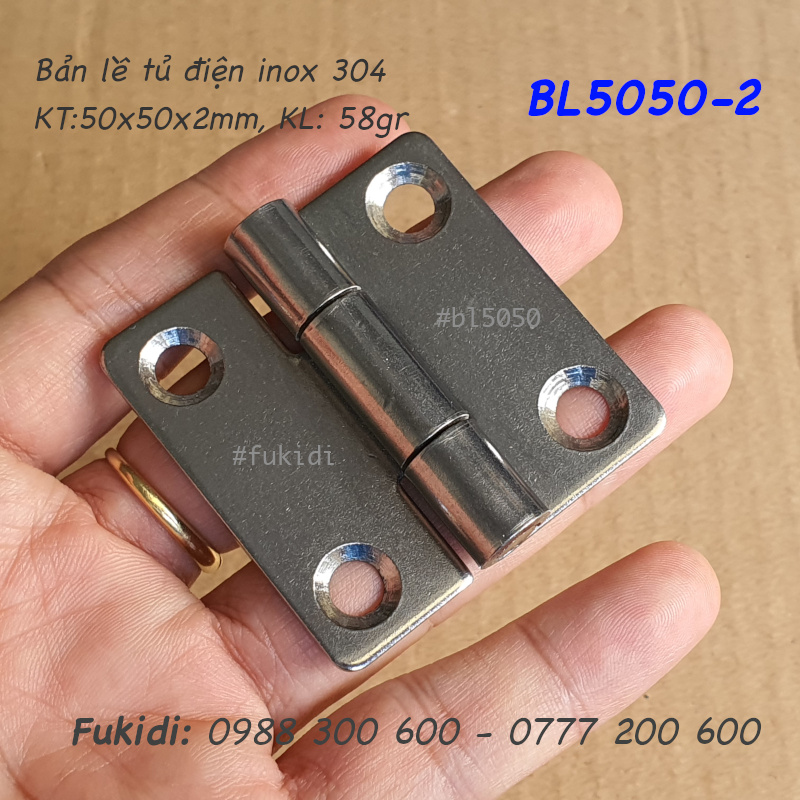 Bản lề tủ điện inox 304, KT 50x50x2mm - BL5050-2