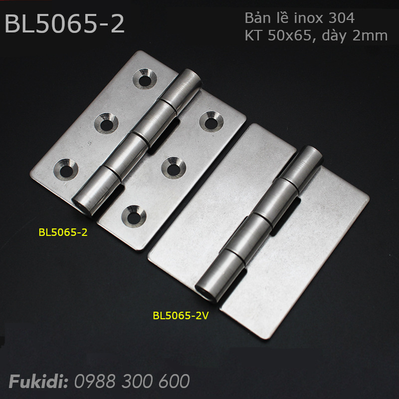 Bản lề lá inox 304, KT 50x65 dày 2mm - BL5065-2