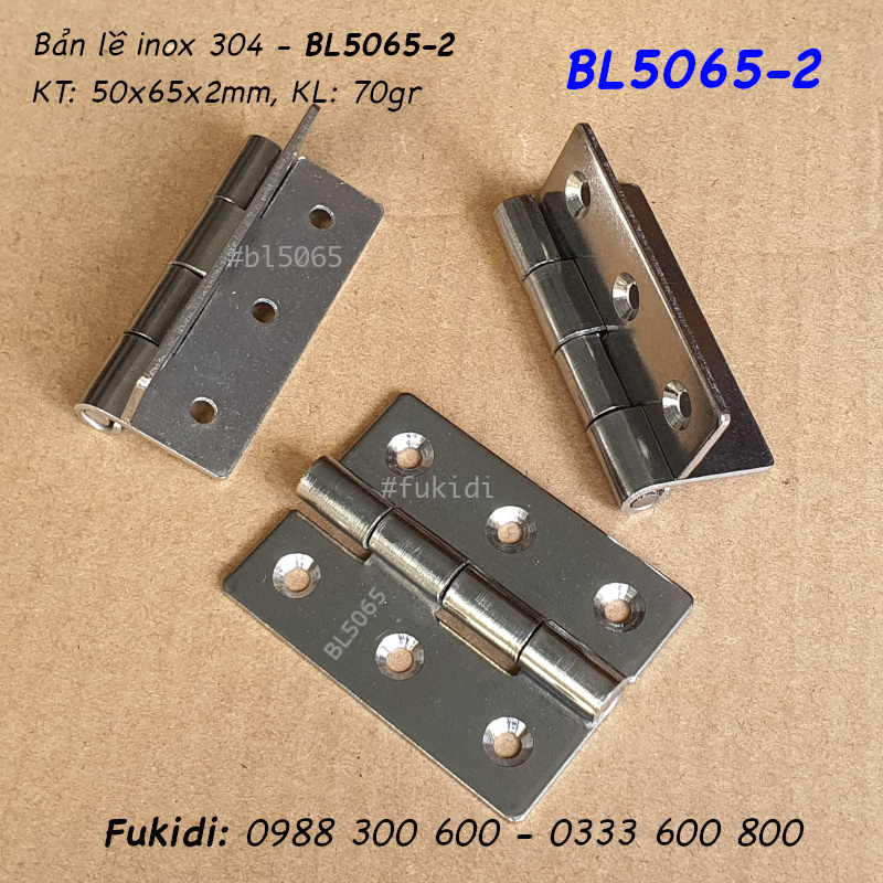 Bản lề lá inox 304, KT 50x65 dày 2mm - BL5065-2