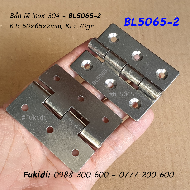 Bản lề lá inox 304, KT 50x65 dày 2mm - BL5065-2