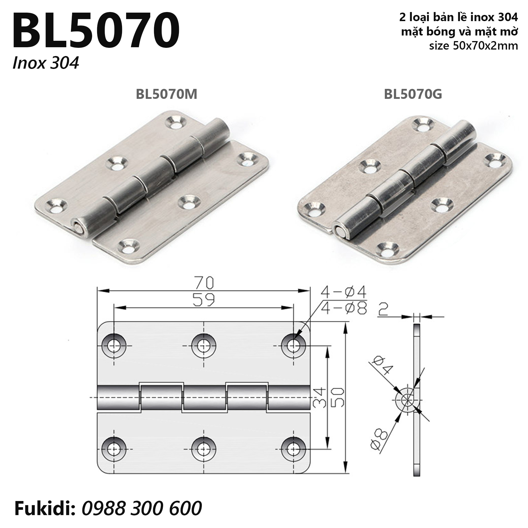 Sự khác biệt giữa bản lề mặt bóng (BL5070G) và mặt mờ (BL5070M)