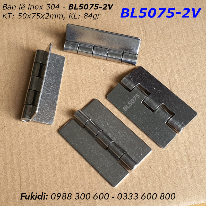 Bản lề SU-304 KT 50x75mm dày 2mm, không lỗ vít - BL5075-2V