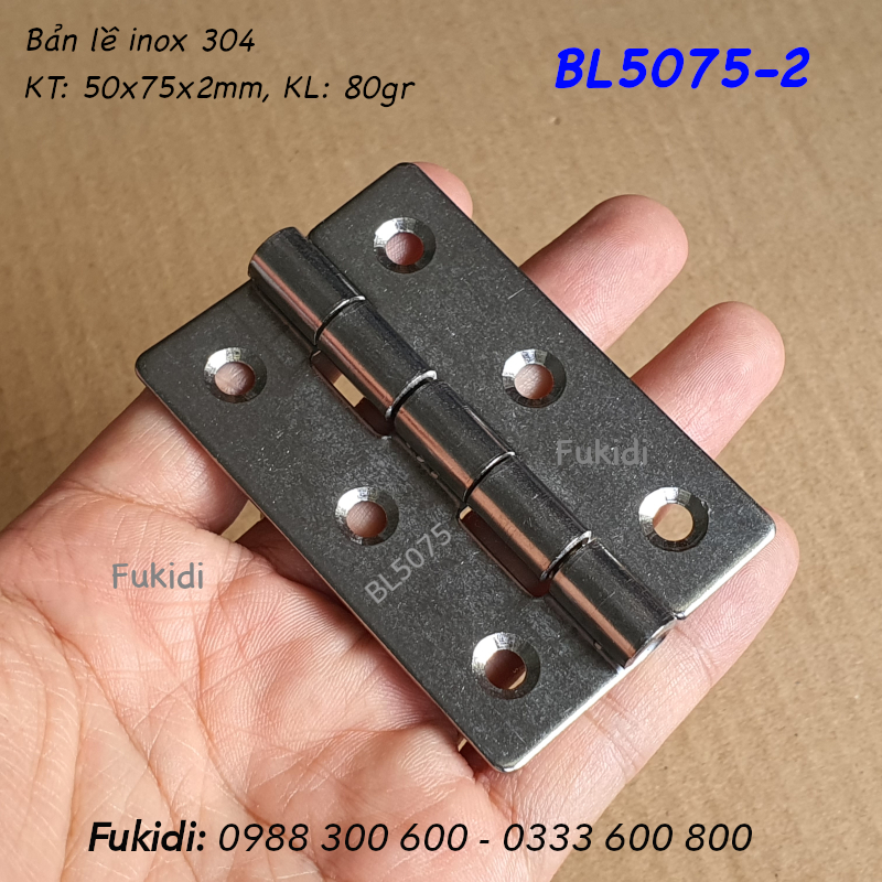 Bản lề lá inox 304, KT 50x75x2mm - BL5075-2
