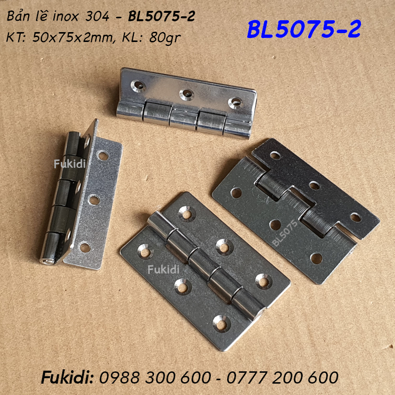Bản lề lá inox 304, KT 50x75x2mm - BL5075-2
