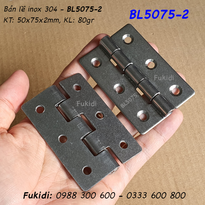 Bản lề lá inox 304, KT 50x75x2mm - BL5075-2