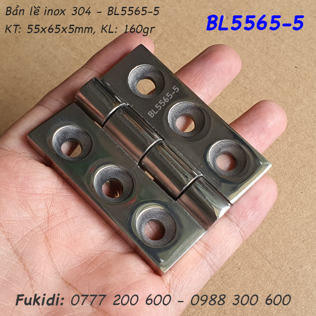 Bản lề inox 304 KT 55x65 dày 5.5mm - BL5565-5