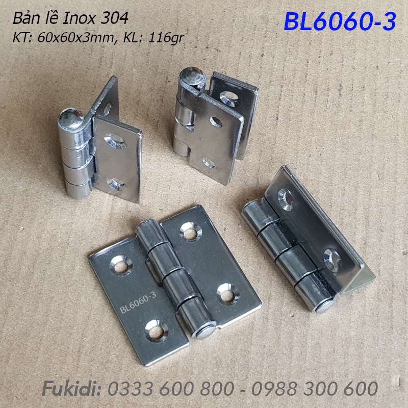 Bản lề inox 304 KT 60x60, dày 3mm - BL6060-3