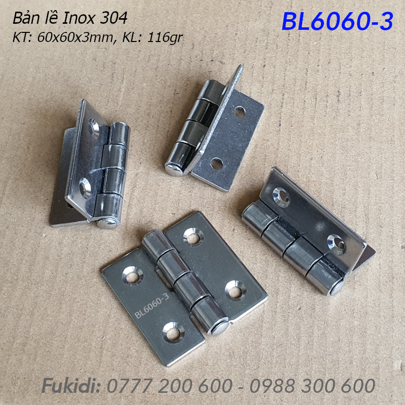Bản lề inox 304 KT 60x60, dày 3mm - BL6060-3