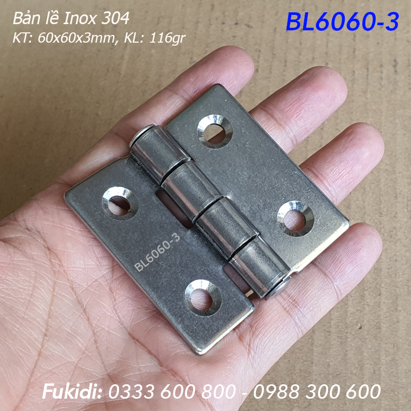Bản lề inox 304 KT 60x60, dày 3mm - BL6060-3