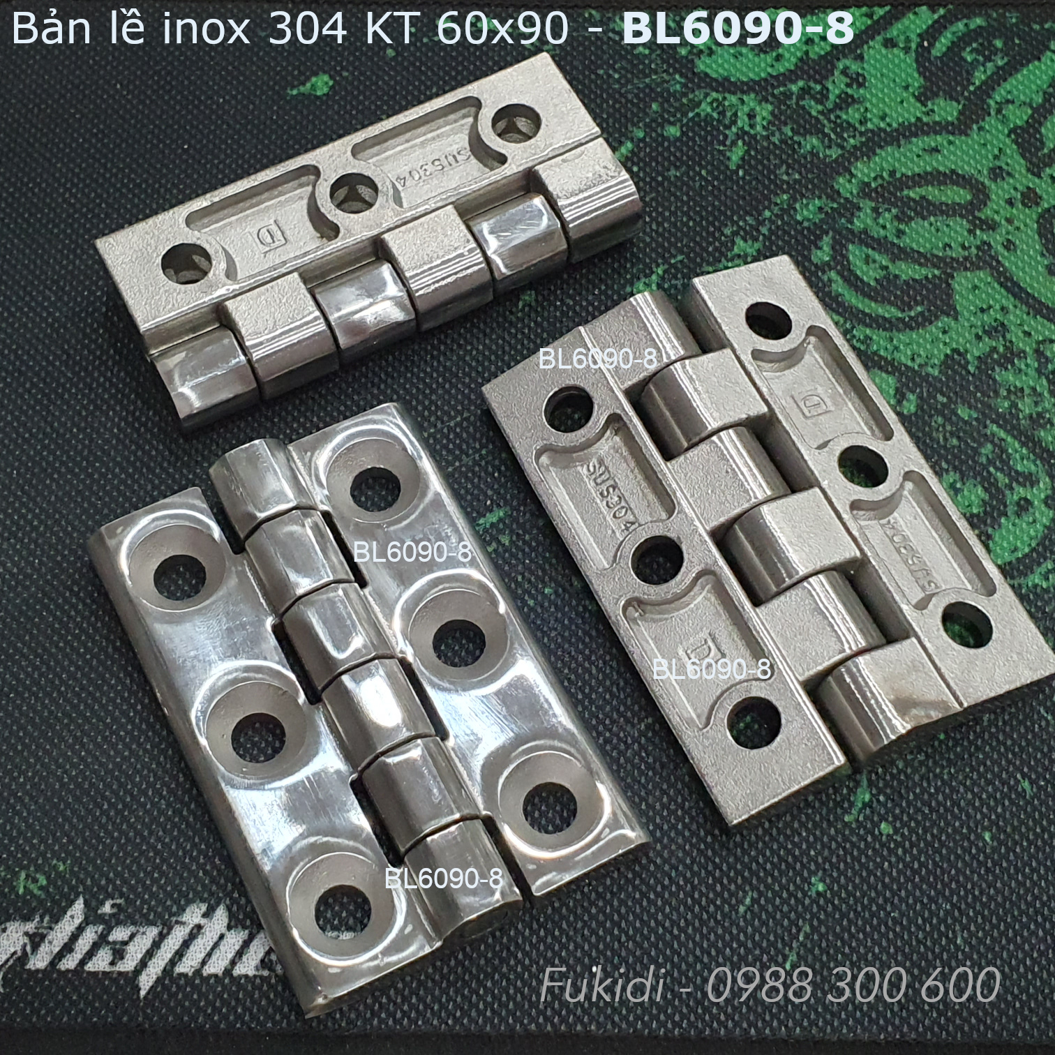 Bản lề inox 304, KT 60x90, dày 8mm - BL6090-8