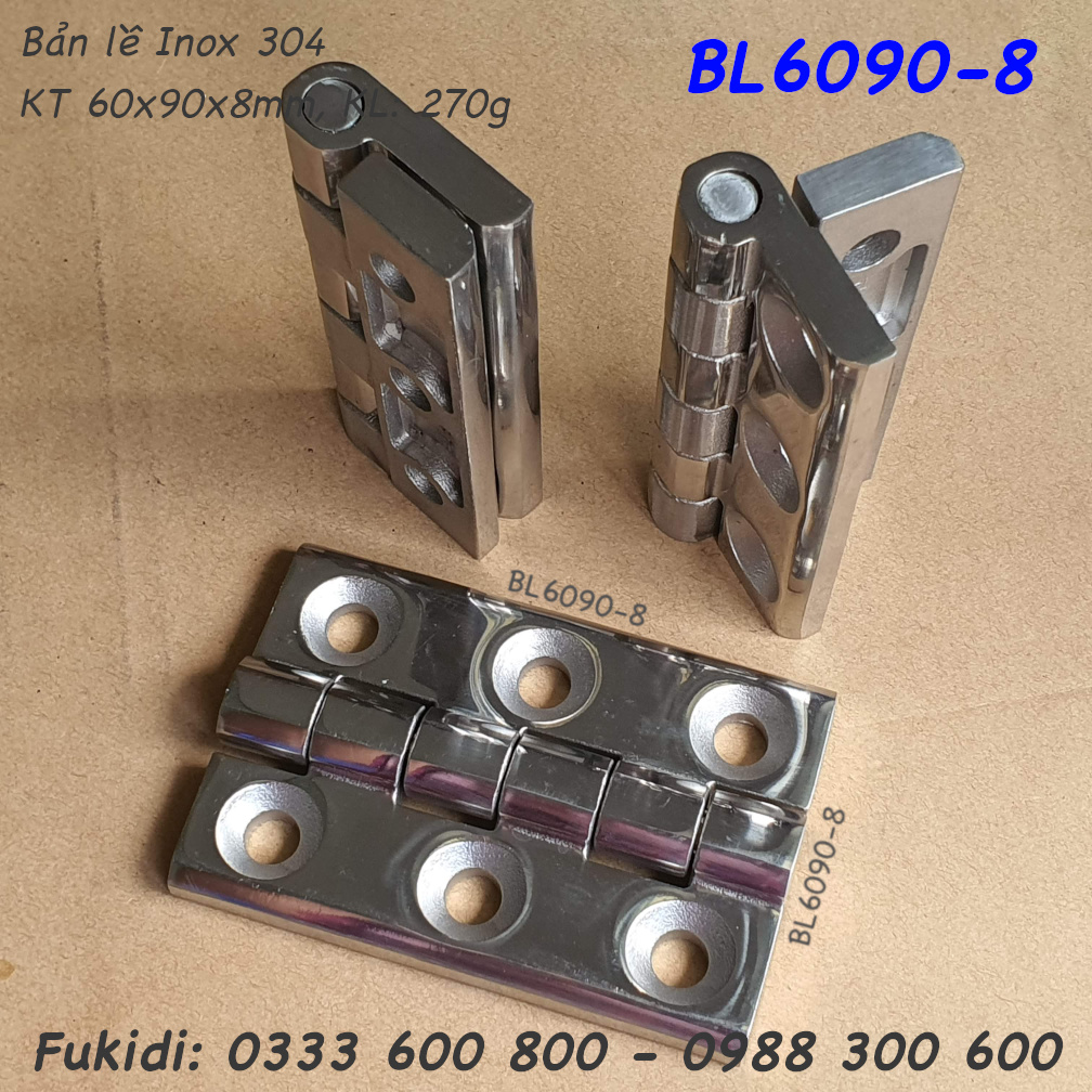 Bản lề inox 304, KT 60x90, dày 8mm - BL6090-8