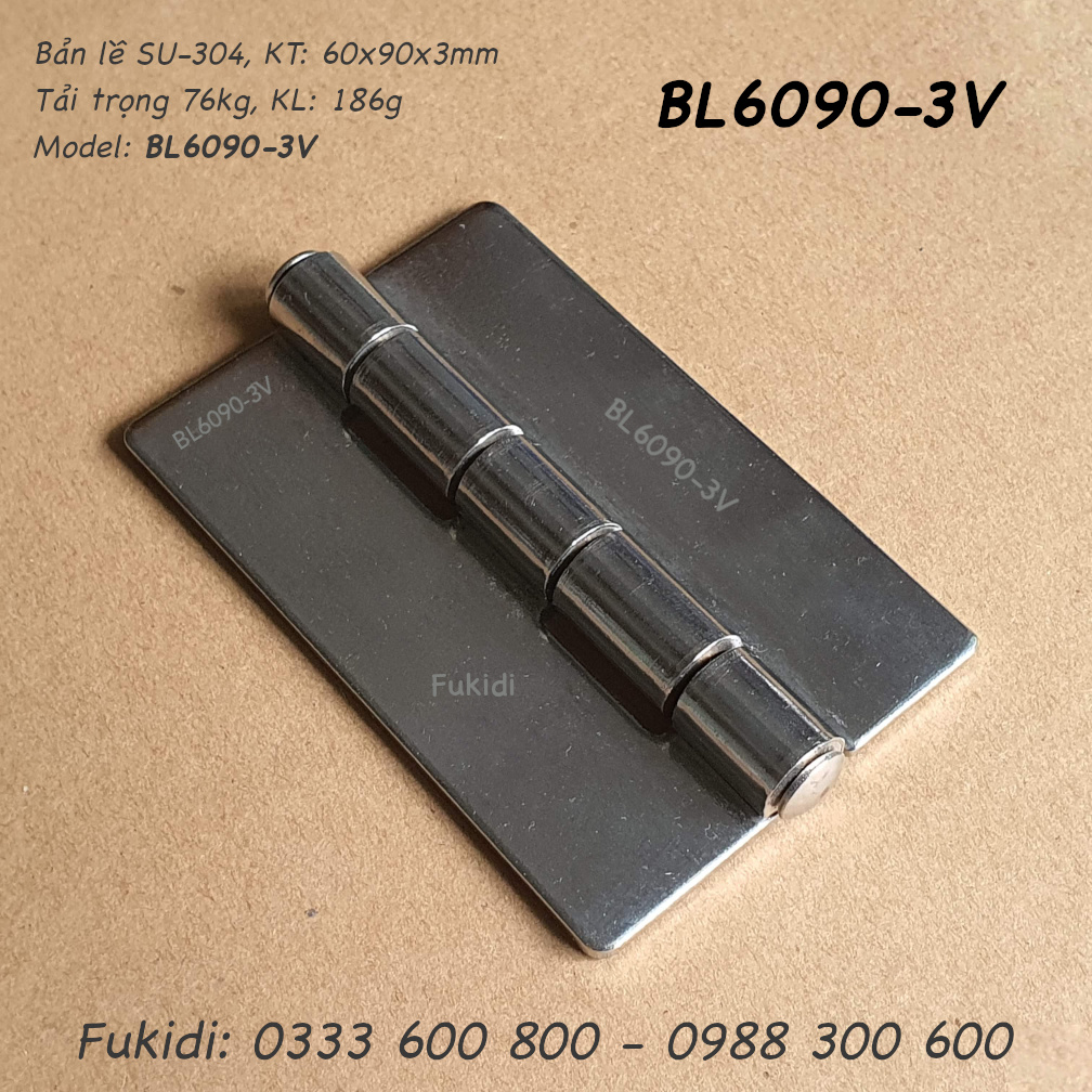 Bản lề SU-304 KT 60x90 dày 3mm, không lỗ vít - BL6090-3V