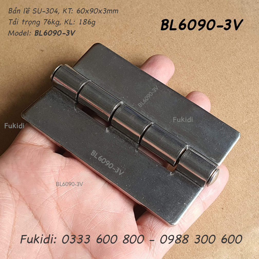 Bản lề SU-304 KT 60x90 dày 3mm, không lỗ vít - BL6090-3V