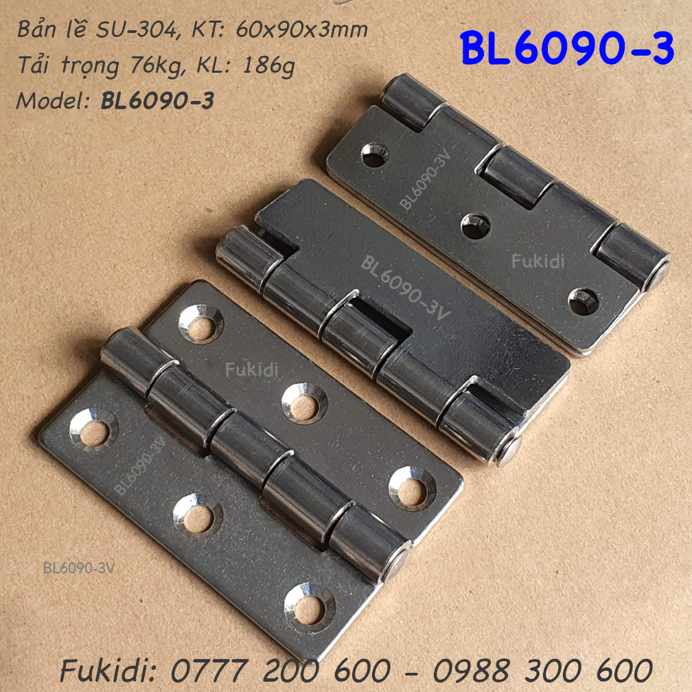 Bản lề inox 304 kích thước 60x90, dày 3mm - BL6090