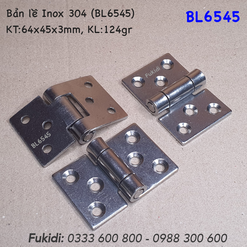 Bản lề tủ điện inox 304, KT 65x45, dày 3mm - BL6545