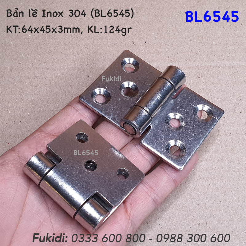 Bản lề tủ điện inox 304, KT 65x45, dày 3mm - BL6545