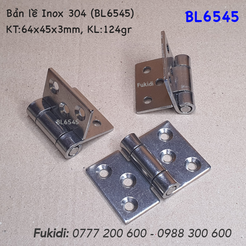 Bản lề tủ điện inox 304, KT 65x45, dày 3mm - BL6545