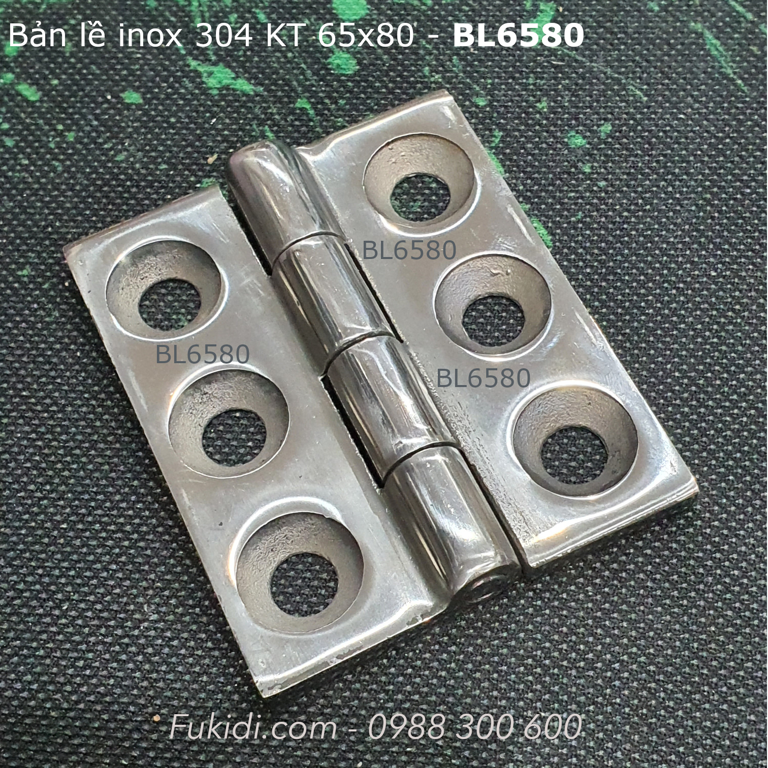 Bản lề inox 304, KT 65x80, dày 6mm - BL6580