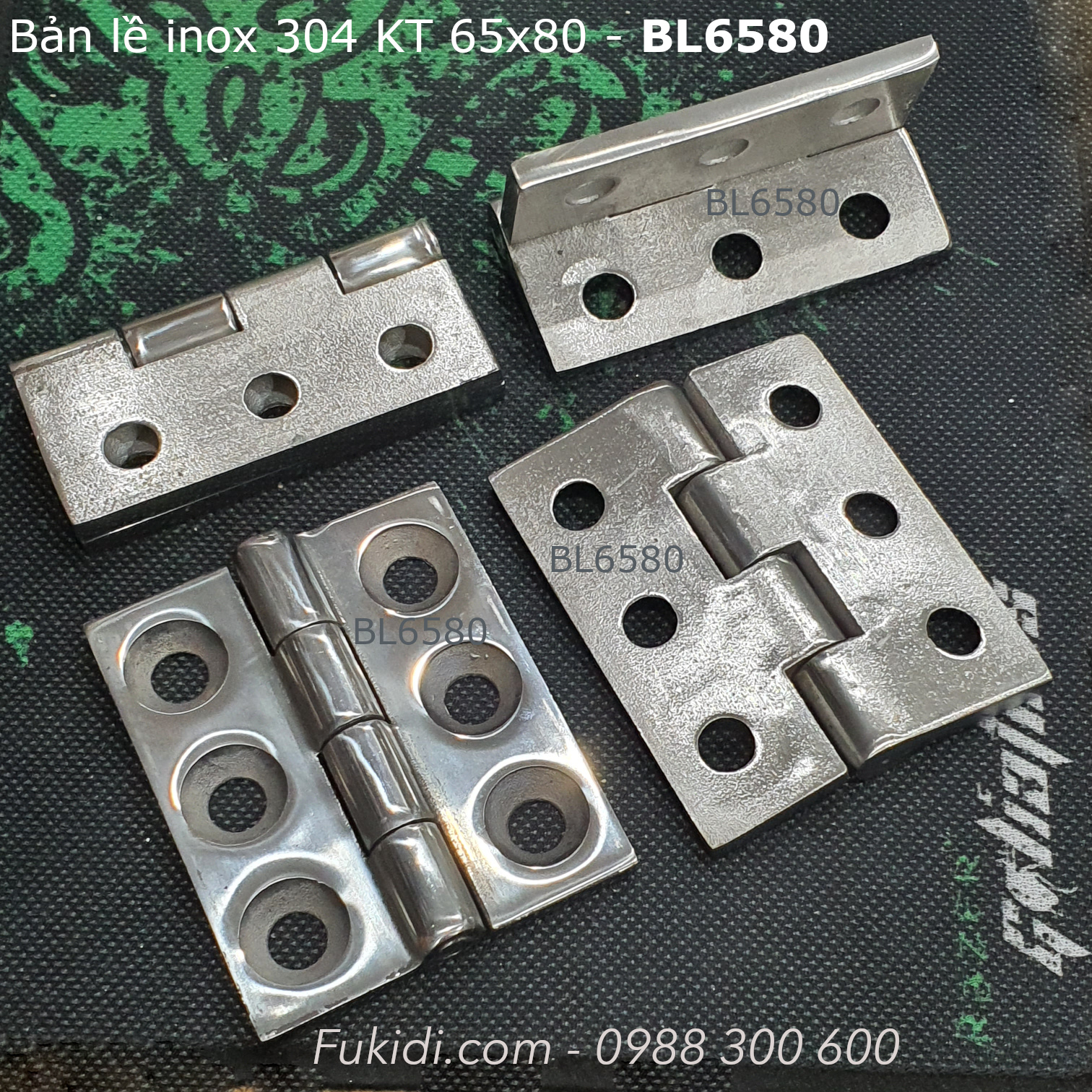 Bản lề inox 304, KT 65x80, dày 6mm - BL6580