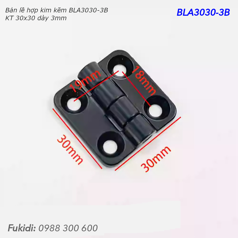 Bản lề hợp kim kẽm KT 30x30 dày 3mm màu đen - BLA3030-3B