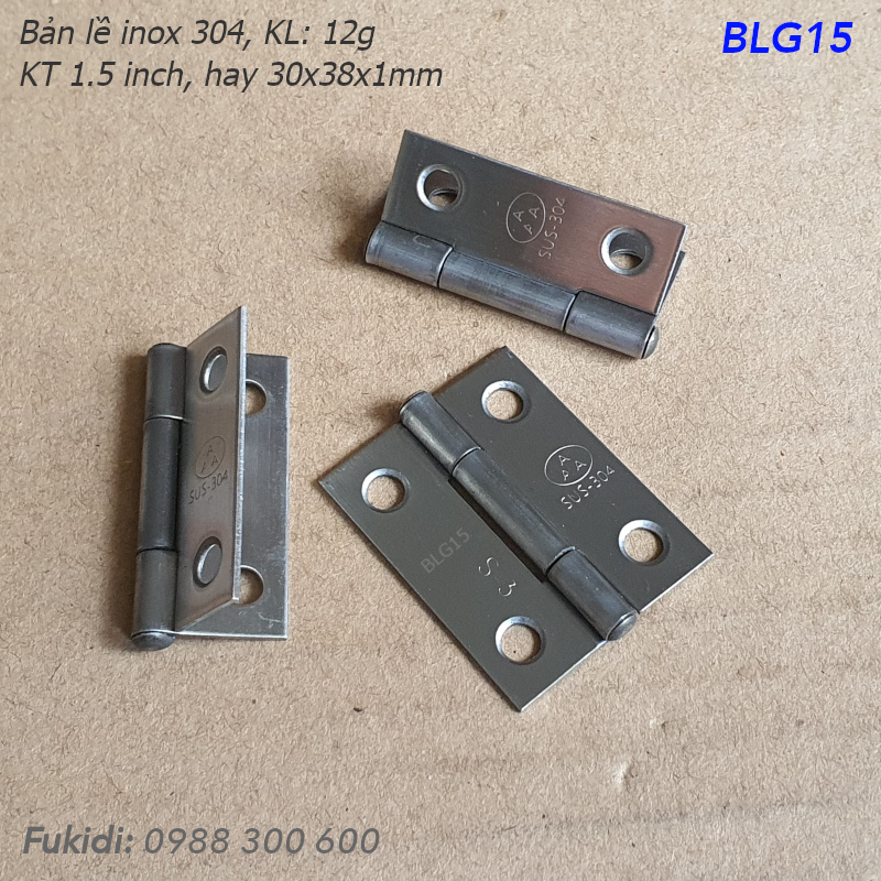 Bản lề lá inox 304 KT 30x38, dày 1mm - BLG15