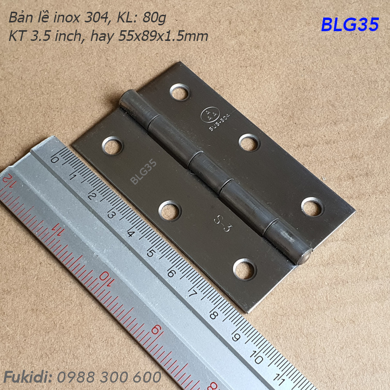 Bản lề lá inox 304 KT 55x89, dày 1.5mm - BLG35