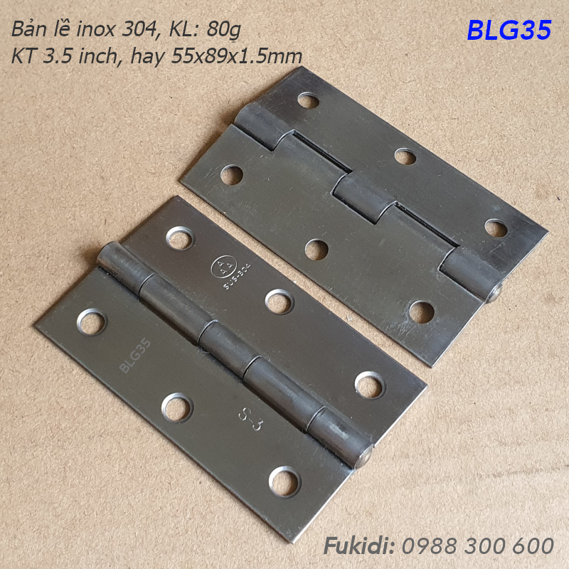 Bản lề lá inox 304 KT 55x89, dày 1.5mm - BLG35