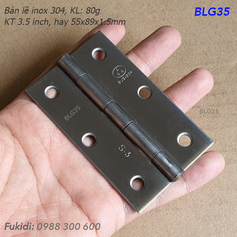 Bản lề lá inox 304 KT 55x89, dày 1.5mm - BLG35
