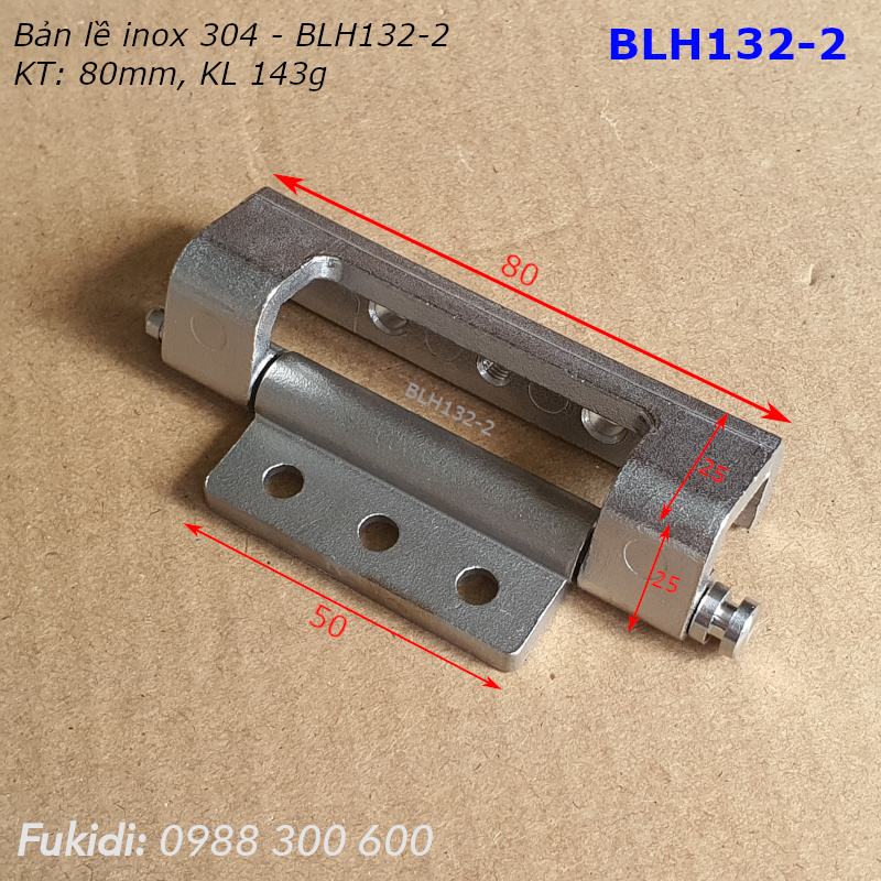 Bản lề tủ điện dạng âm, inox 304, KT 80x25x25mm - BLH132-2