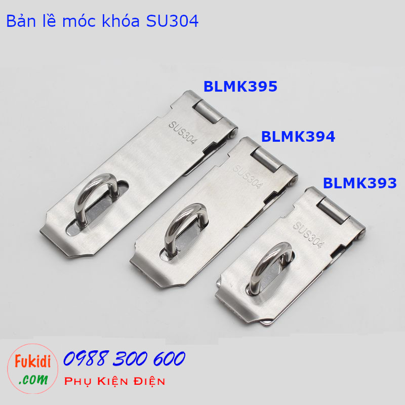Bản lề móc khóa inox 304, size 39x127, dày 2mm - BLMK395