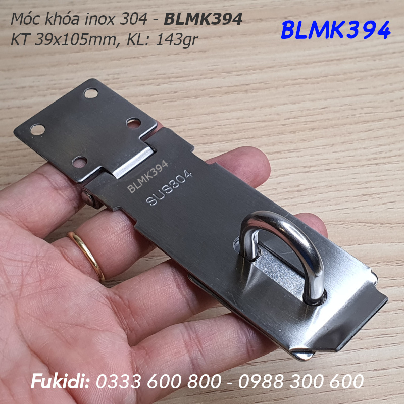 Bản lề móc khóa inox 304, size 86x105, dày 2mm - BLMK394